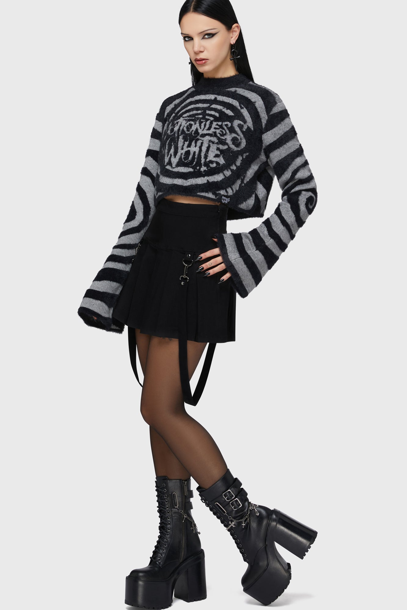 Voices Spiral Crop Sweater Killstar
