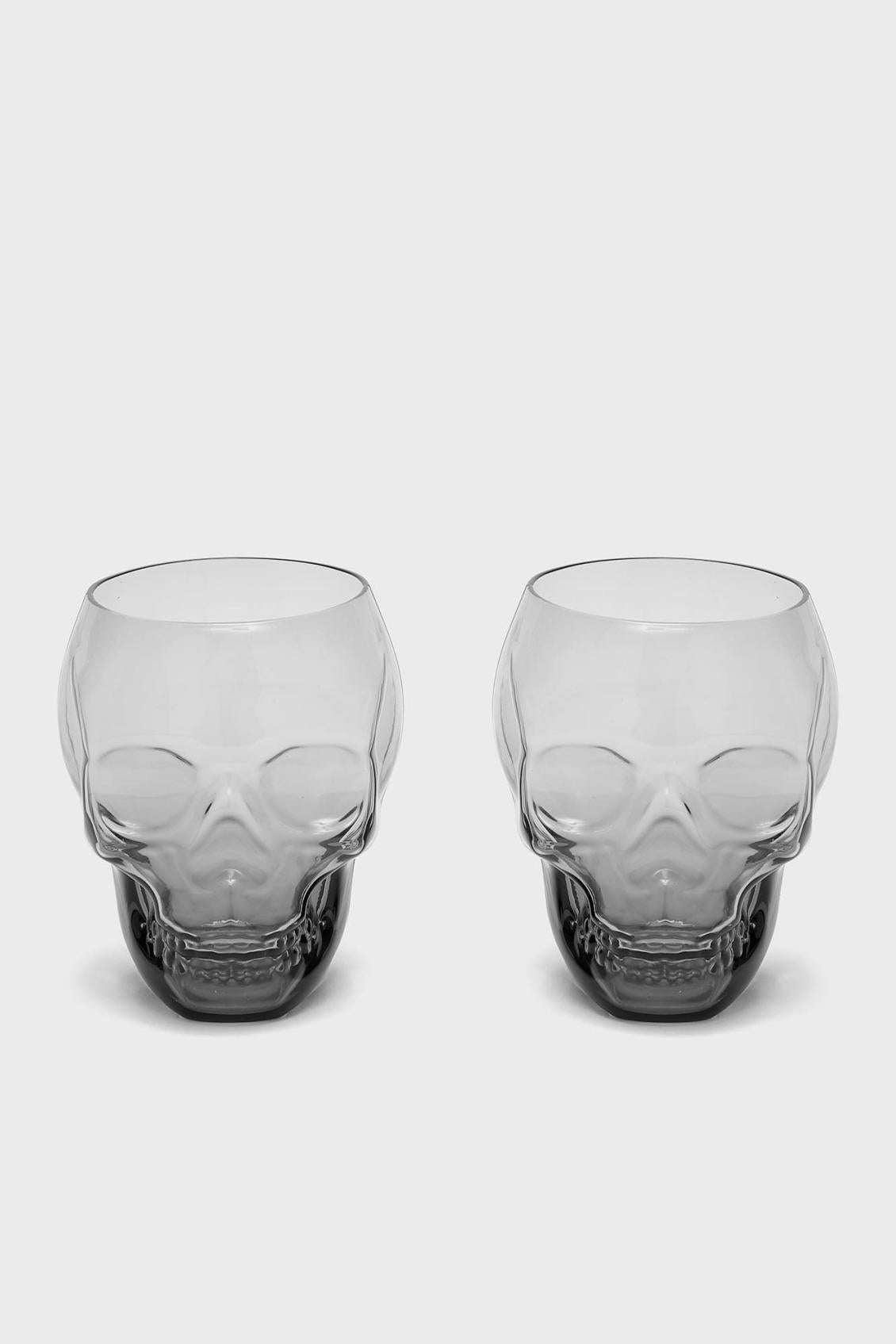 Homeware Cups &amp; Mugs | Killstar Cranium Drinking Glasses [GREY]