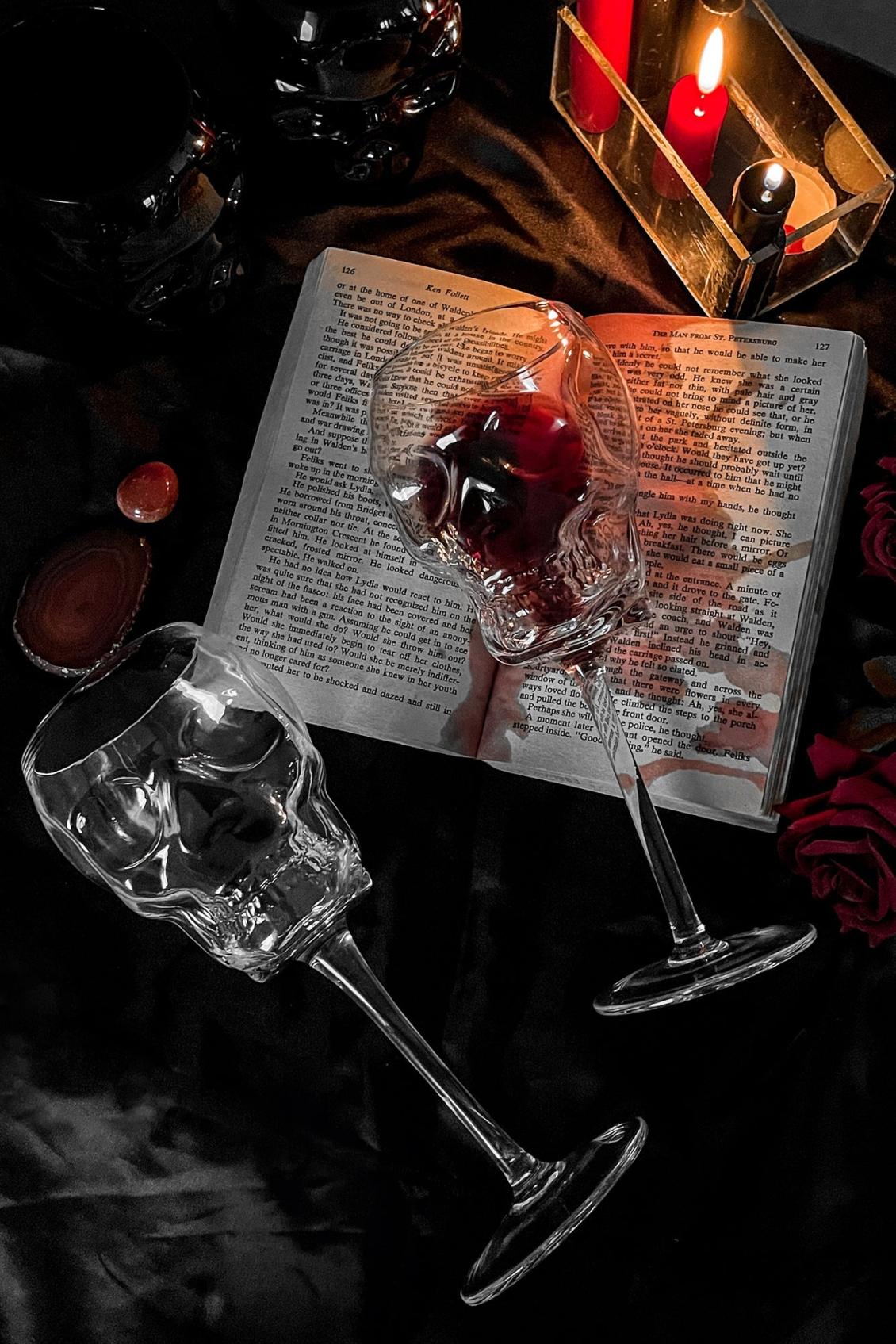 Homeware Cups &amp; Mugs | Killstar Cranium Wine Glasses [CLEAR]