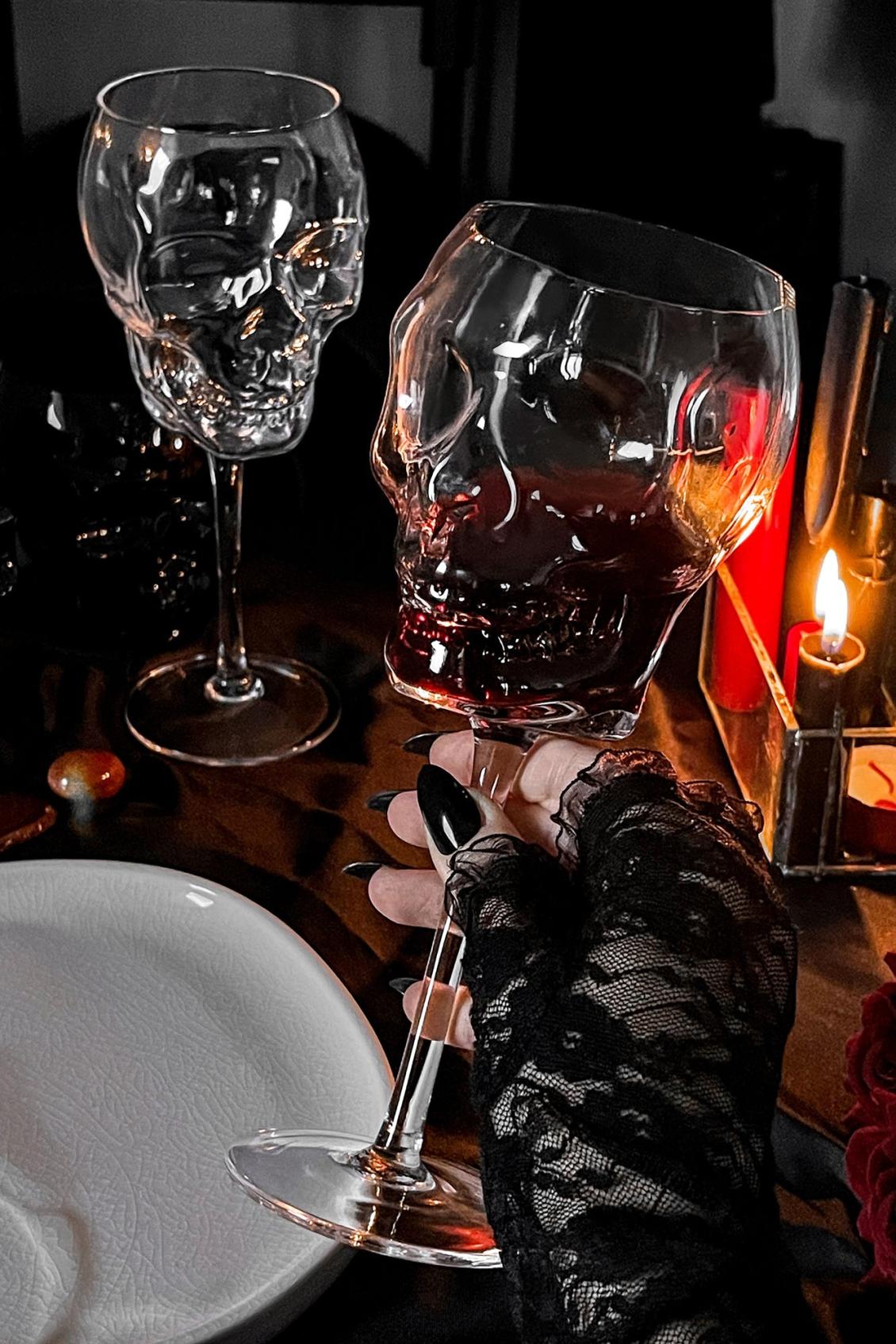 Homeware Cups &amp; Mugs | Killstar Cranium Wine Glasses [CLEAR]