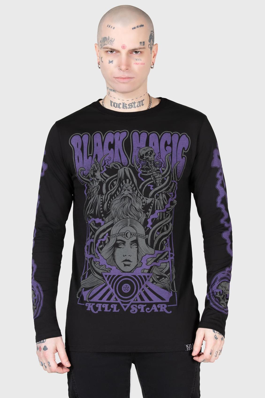 Men Graphic Tops | Killstar Blac Magick Long Sleeve Top