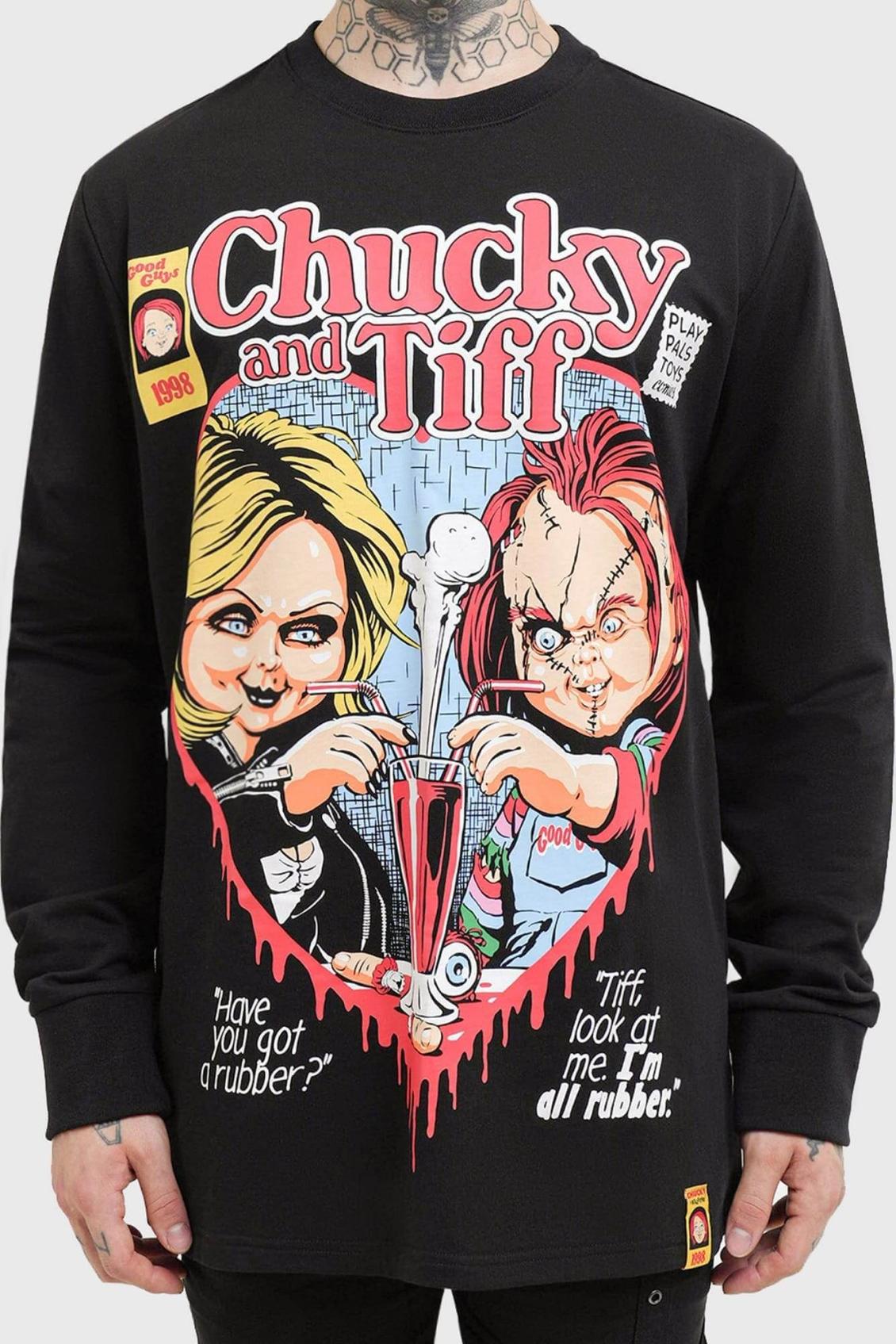 Men Graphic Tops | Killstar Chucky &amp; Tiff Forever Sweatshirt