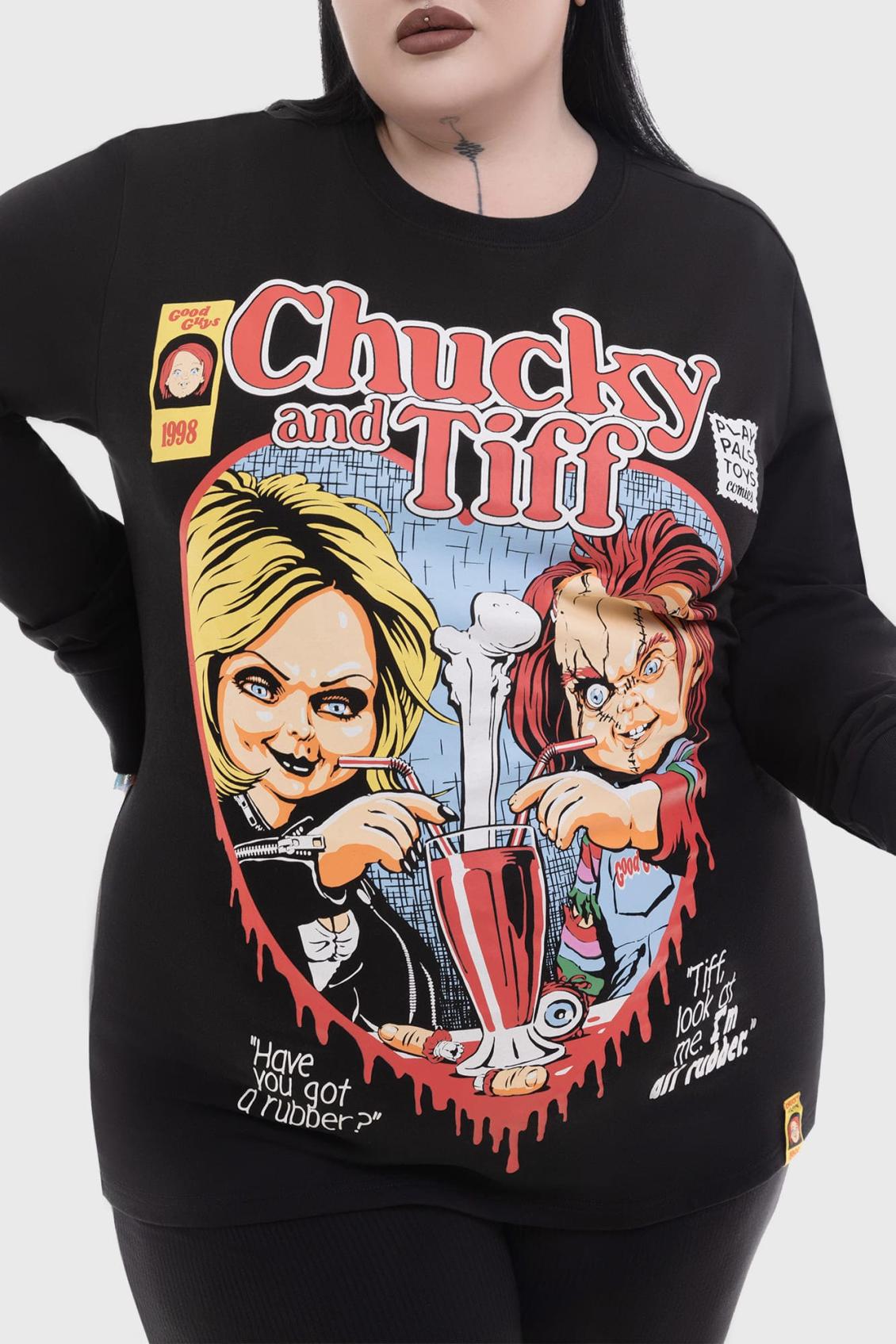 Men Graphic Tops | Killstar Chucky &amp; Tiff Forever Sweatshirt