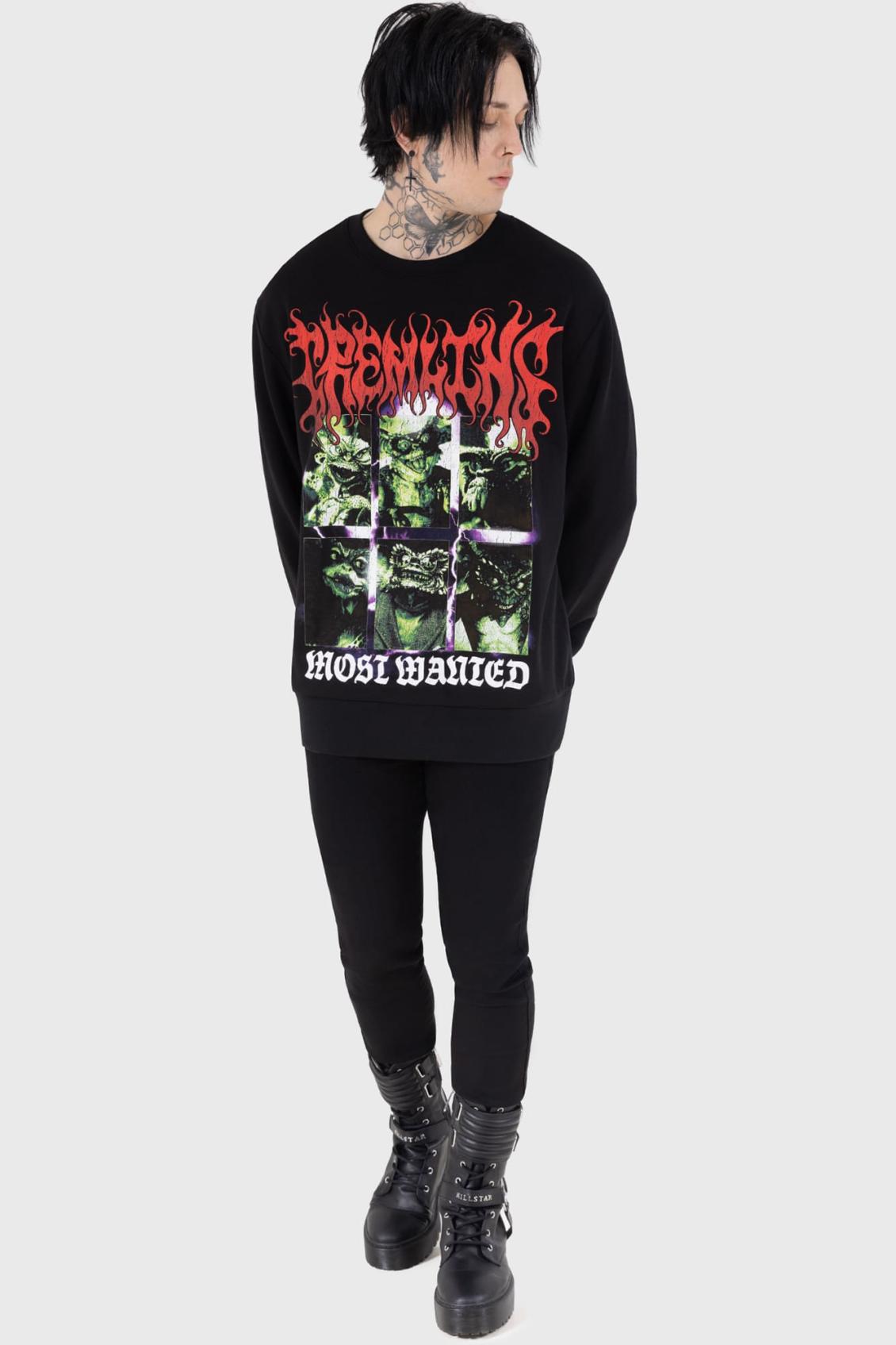 Men Graphic Tops | Killstar Most Wanted Sweatshirt