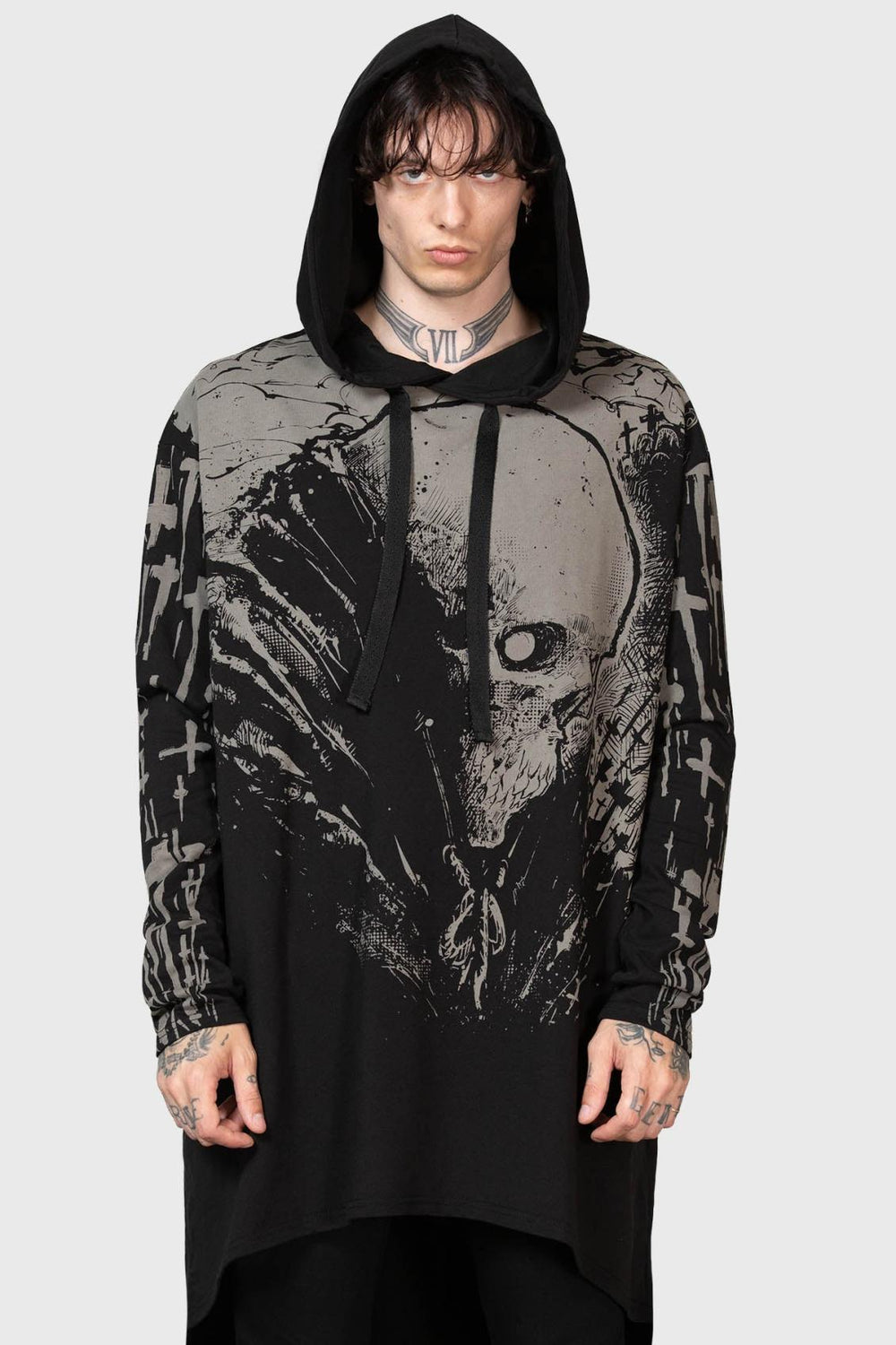 Men Hoodies | Killstar Cross The Bear Longline Hoodie