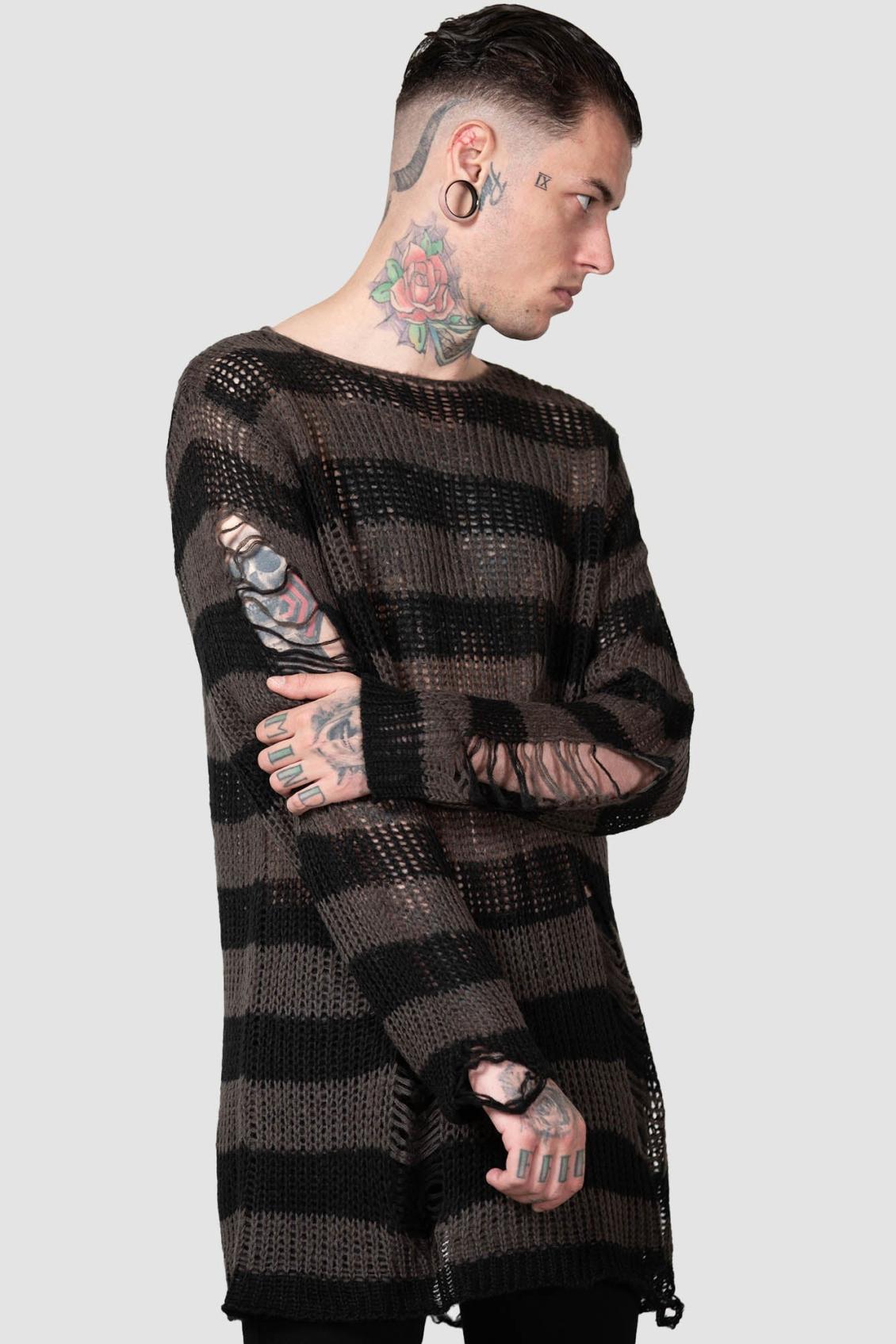 Men Knitwear | Killstar Ash Distress Knit Sweater [B]