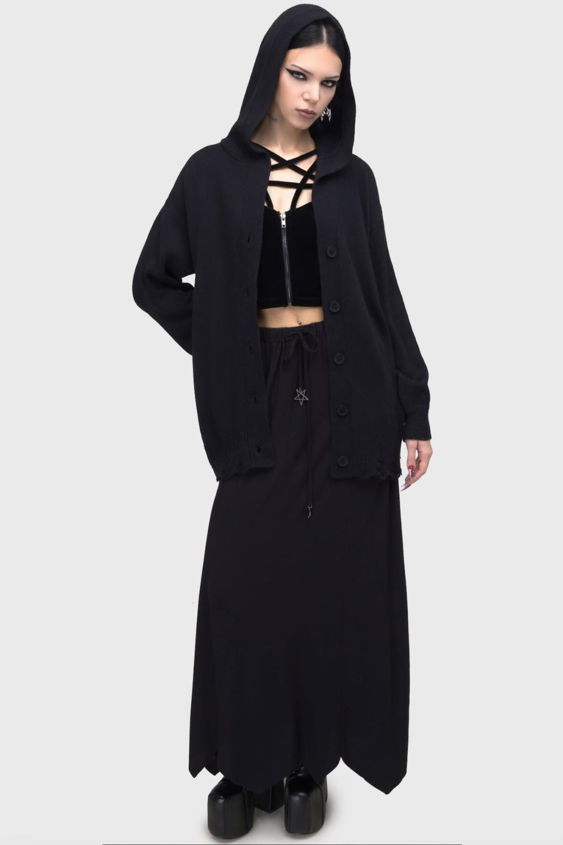 Men Knitwear | Killstar Darkmoor Academy Hooded Cardigan