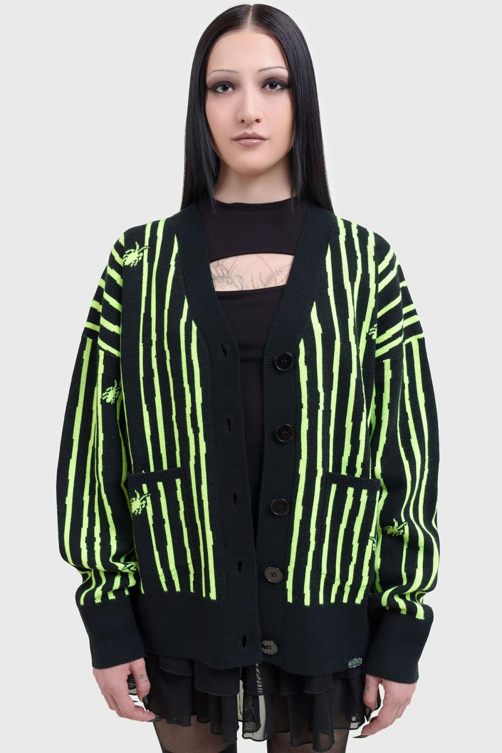 Women Cardigans | Killstar Beetlejuice Beetlejuice Beetlejuice Intarsia Cardigan