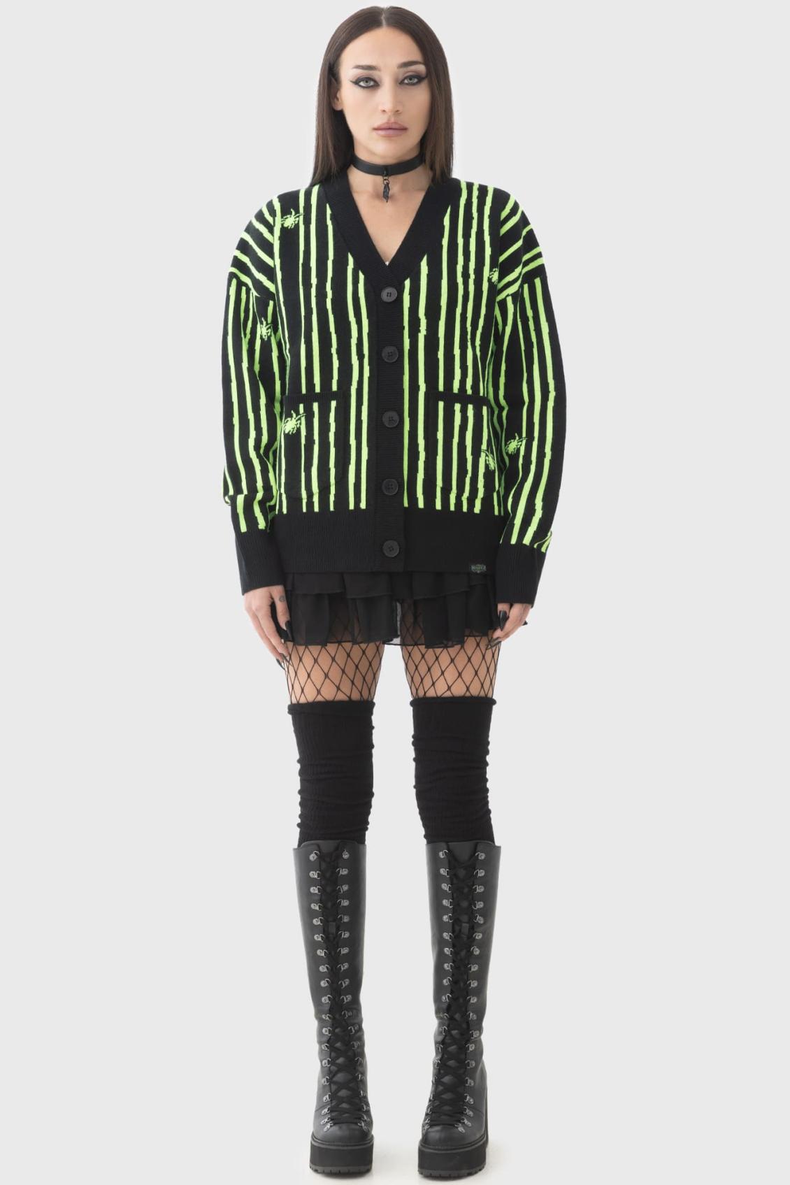 Women Cardigans | Killstar Beetlejuice Beetlejuice Beetlejuice Intarsia Cardigan