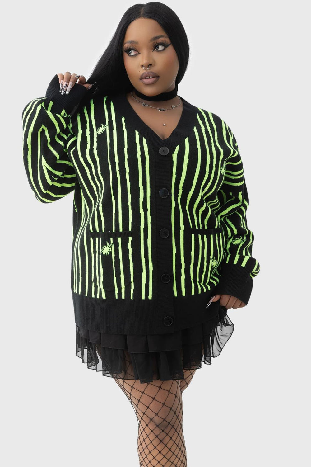 Women Cardigans | Killstar Beetlejuice Beetlejuice Beetlejuice Intarsia Cardigan