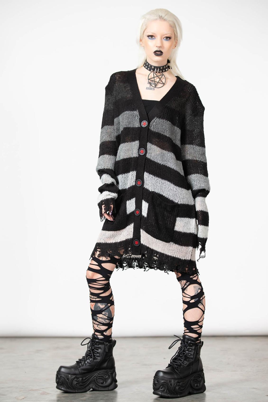 Women Cardigans | Killstar Stripe Of Evil Cardigan