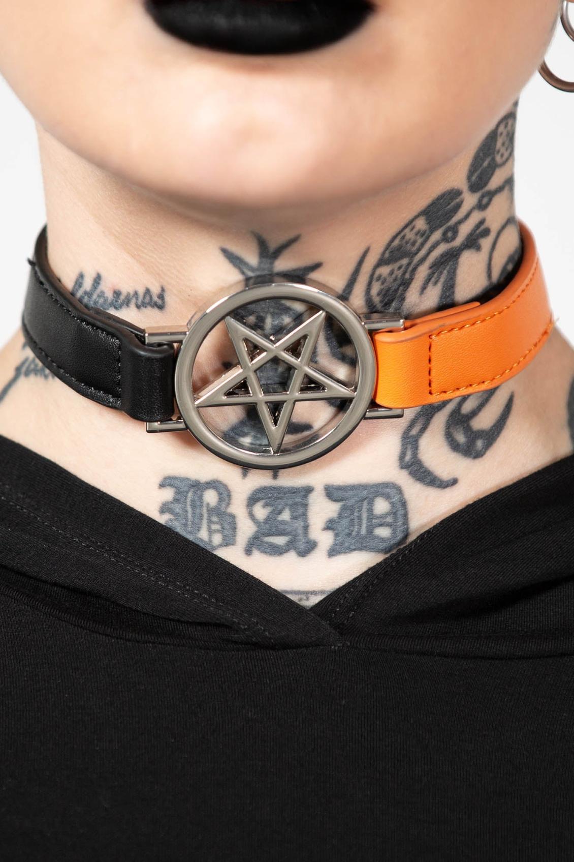 Women Chokers | Killstar Penta Half Choker [BLACK/ORANGE]