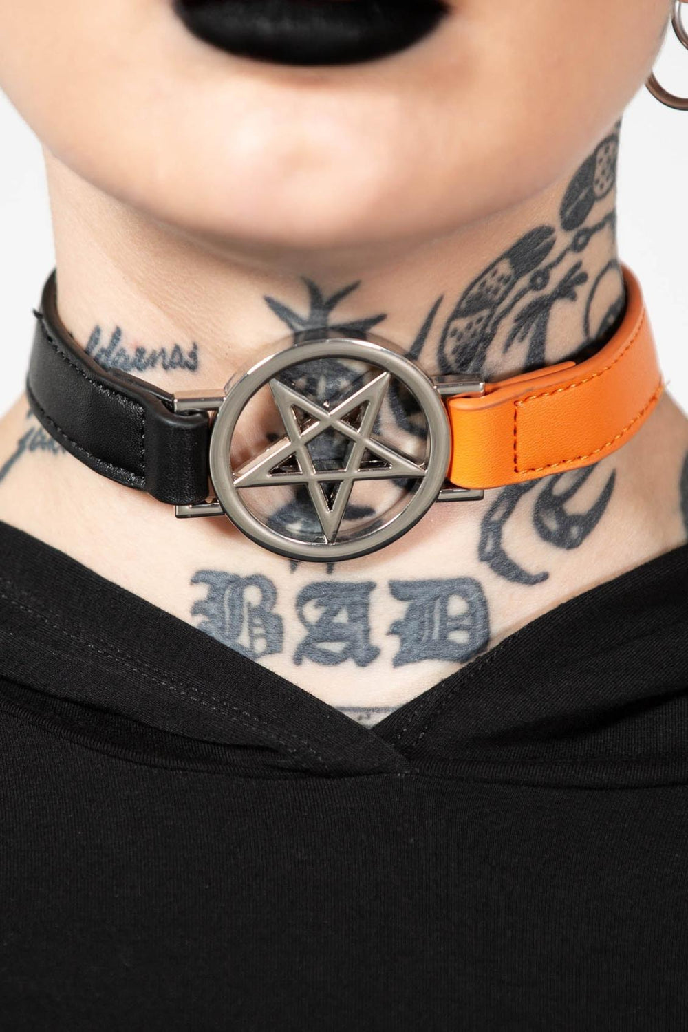 Women Chokers | Killstar Penta Half Choker [BLACK/ORANGE]