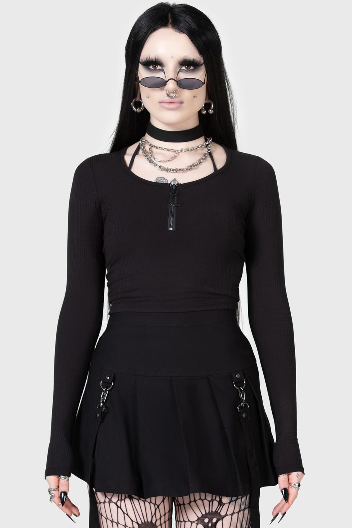 Women Crop | Killstar Lune Sting Ribbed Top
