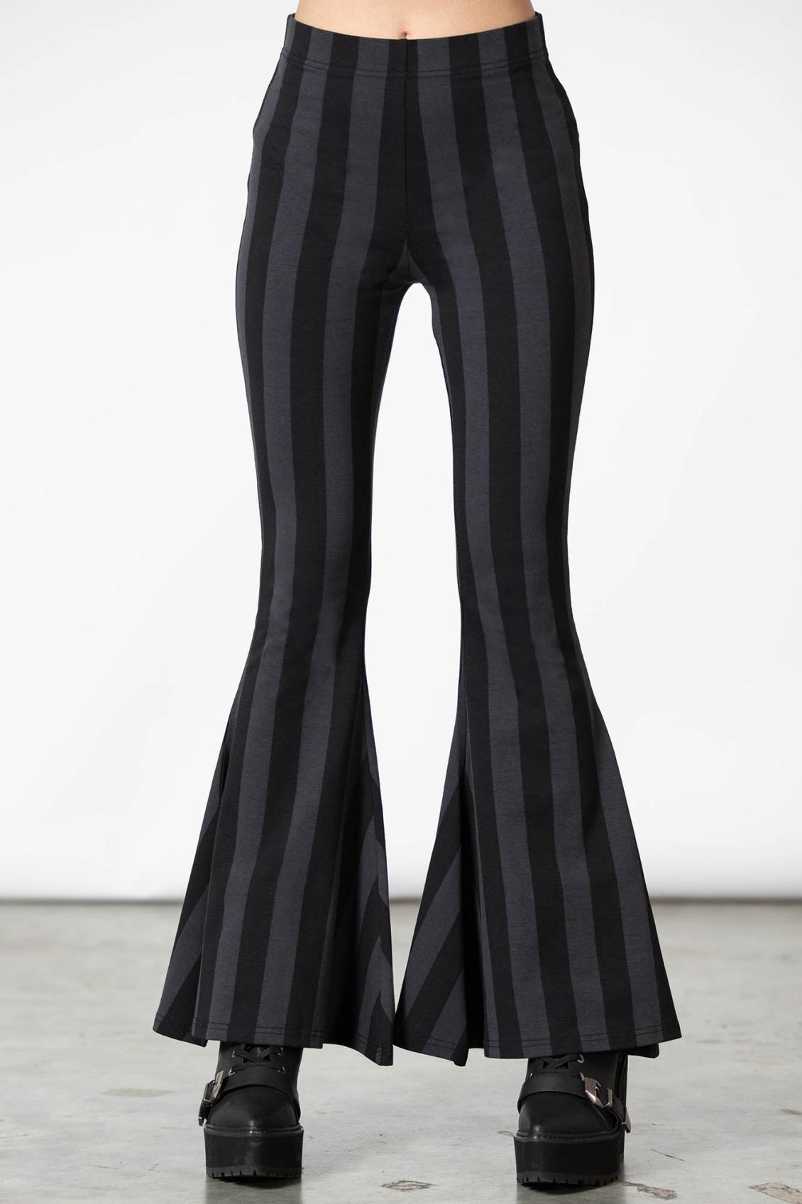 Women Flares | Killstar Inferno Room Flares [GREY STRIPE]