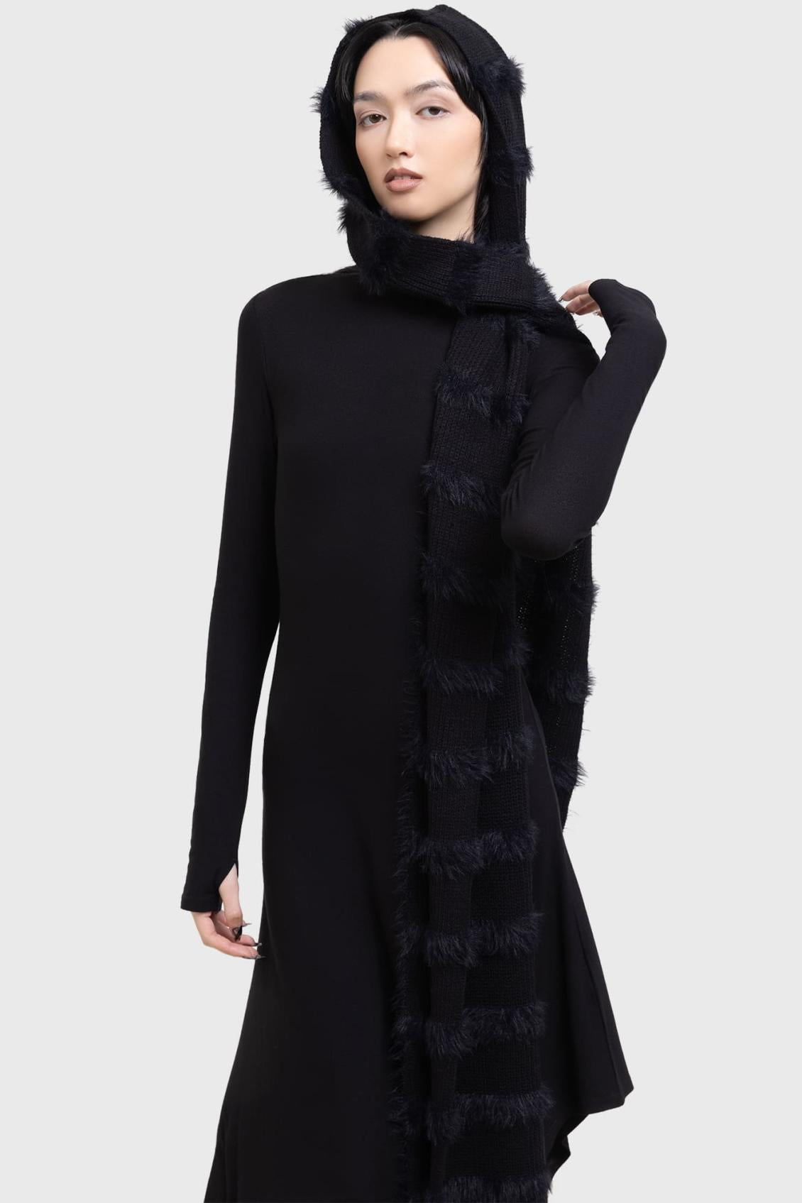 Women Gloves &amp; Scarves | Killstar Striped Night Hooded Scarf