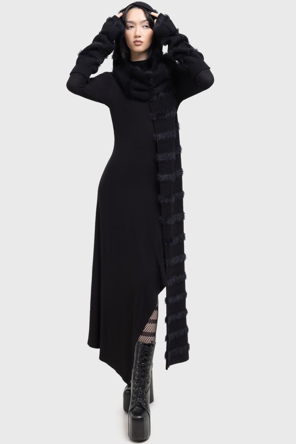 Women Gloves &amp; Scarves | Killstar Striped Night Hooded Scarf