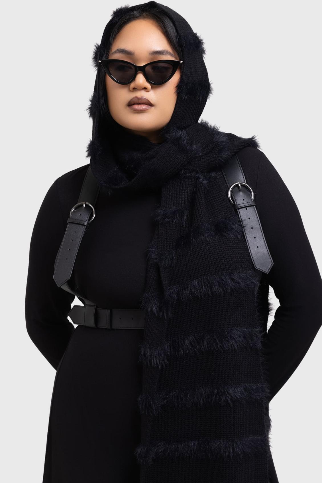 Women Gloves &amp; Scarves | Killstar Striped Night Hooded Scarf