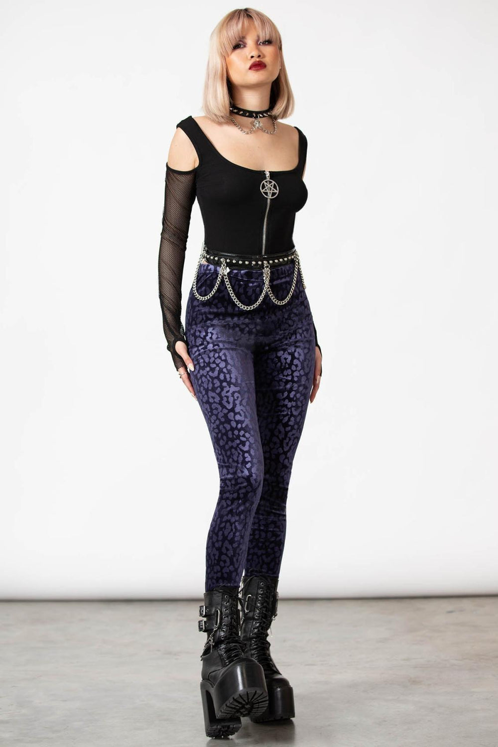 Women Going Out | Killstar Caturday Leggings [PLUM]
