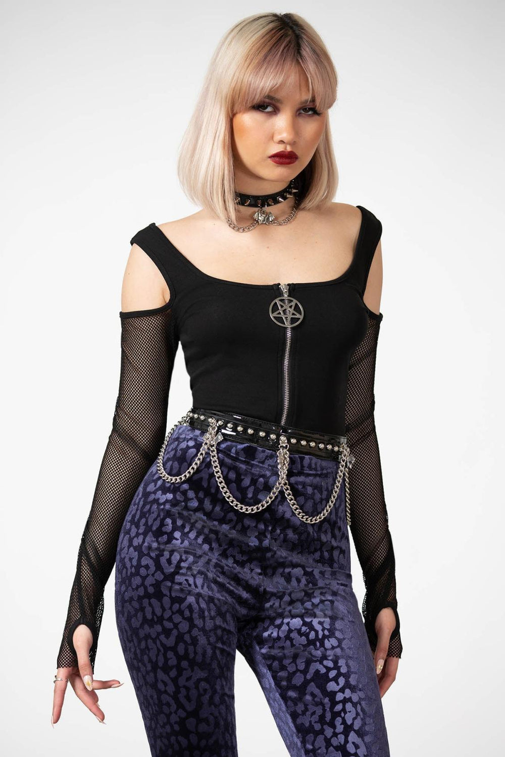 Women Going Out | Killstar Caturday Leggings [PLUM]
