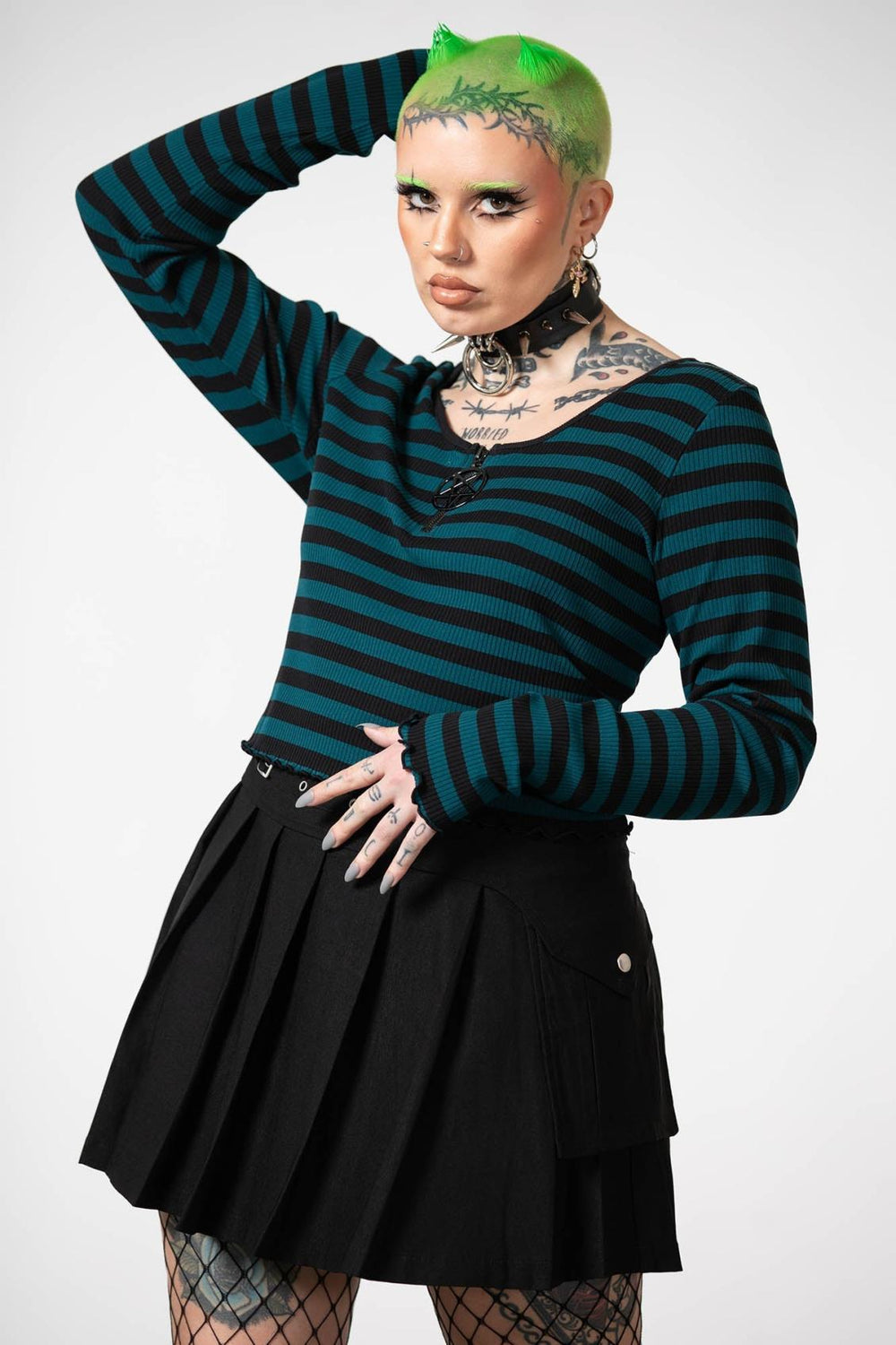 Women Long Sleeves | Killstar Chimera Long Sleeve Top [GREEN]