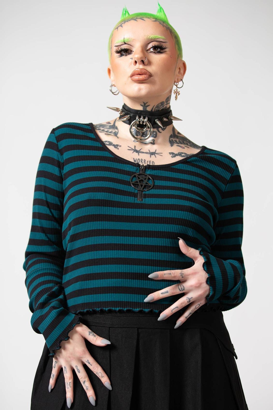 Women Long Sleeves | Killstar Chimera Long Sleeve Top [GREEN]