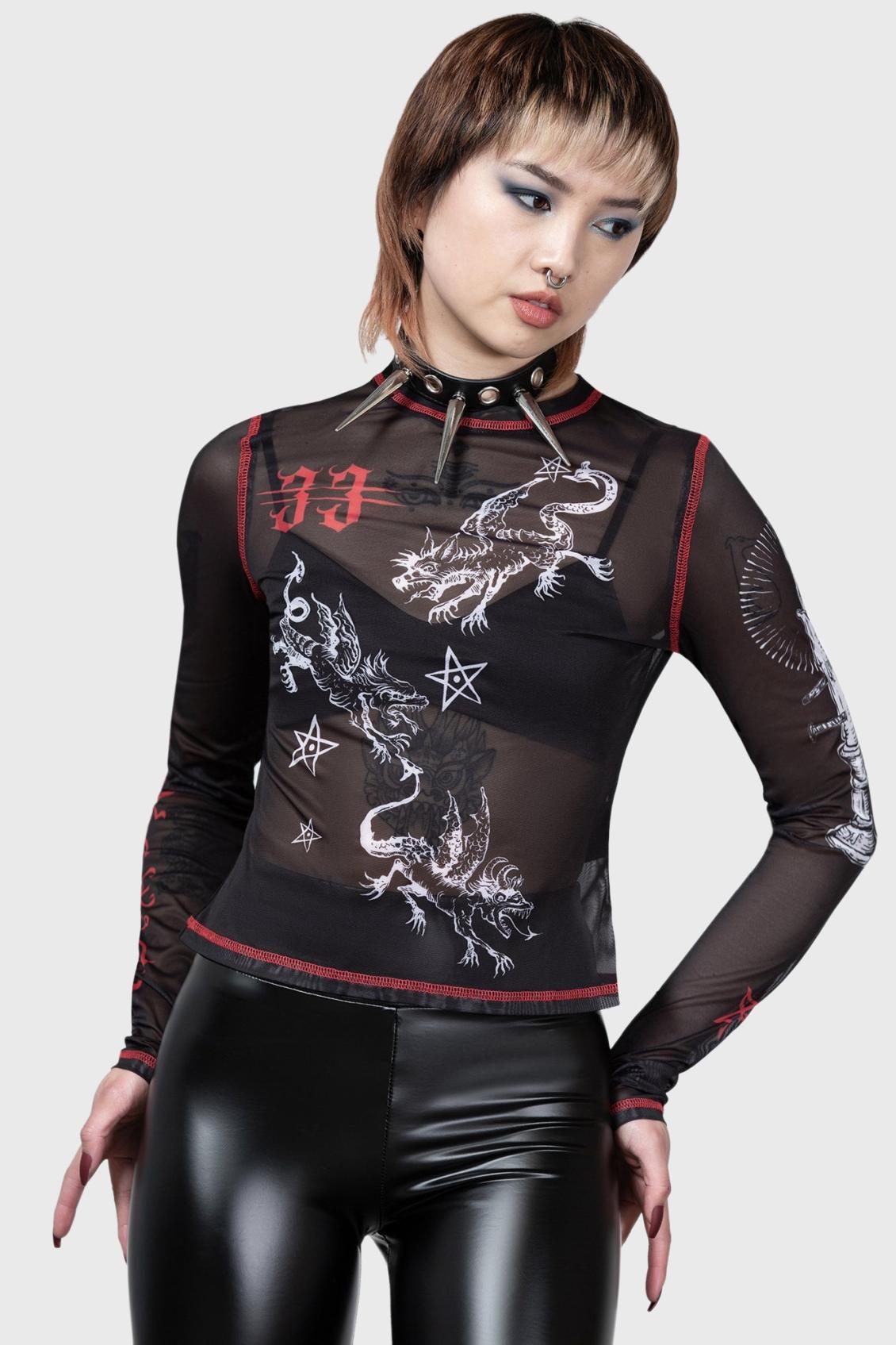 Women Long Sleeves | Killstar Devillment Mesh Long Sleeve Top