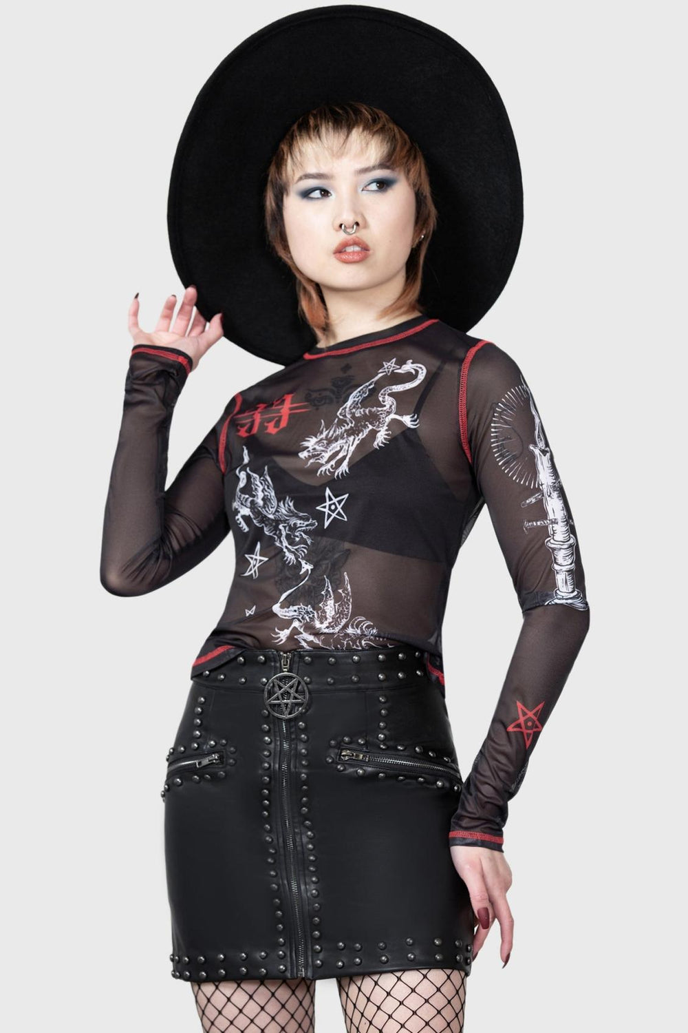 Women Long Sleeves | Killstar Devillment Mesh Long Sleeve Top