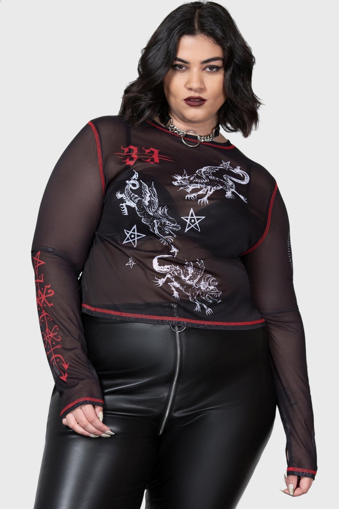 Women Long Sleeves | Killstar Devillment Mesh Long Sleeve Top