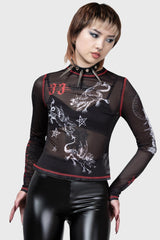 Women Long Sleeves | Killstar Devillment Mesh Long Sleeve Top