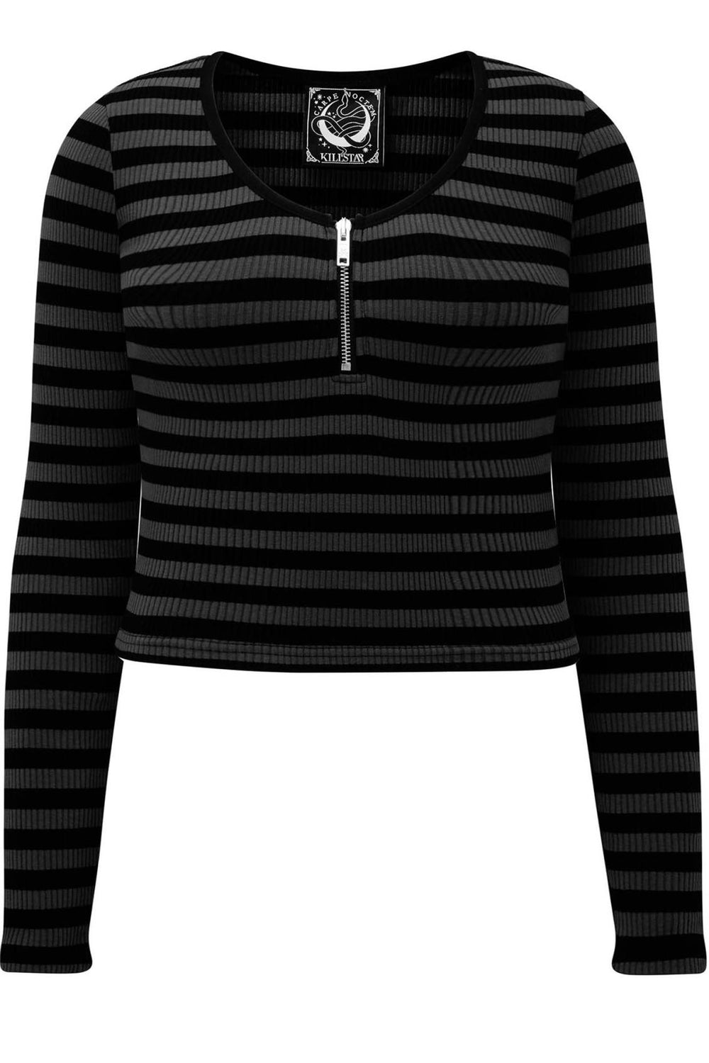 Women Long Sleeves | Killstar Izora Ribbed Top [GREY]