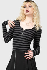 Women Long Sleeves | Killstar Izora Ribbed Top [GREY]