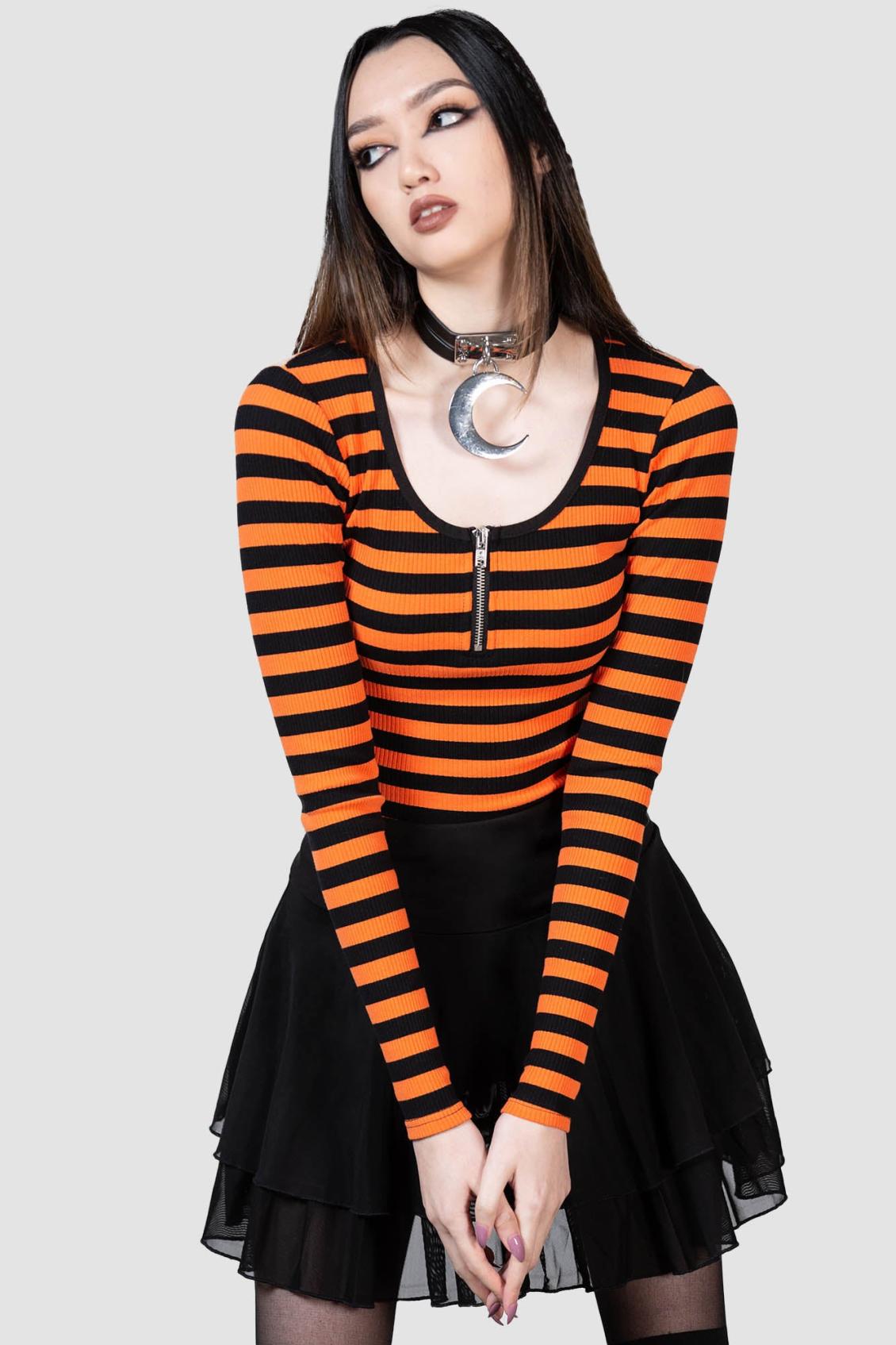 Women Long Sleeves | Killstar Izora Ribbed Top [PUMPKIN]