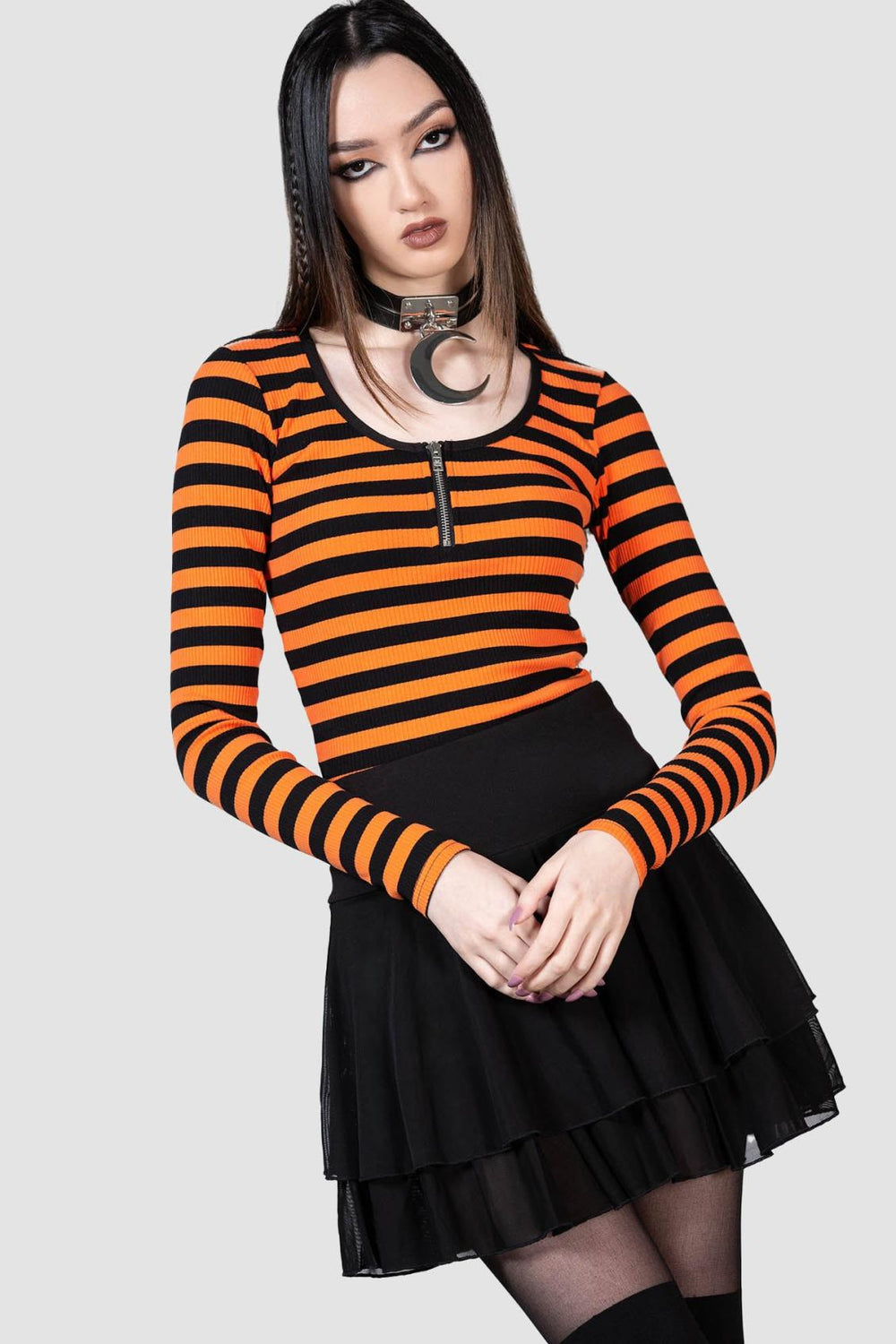 Women Long Sleeves | Killstar Izora Ribbed Top [PUMPKIN]