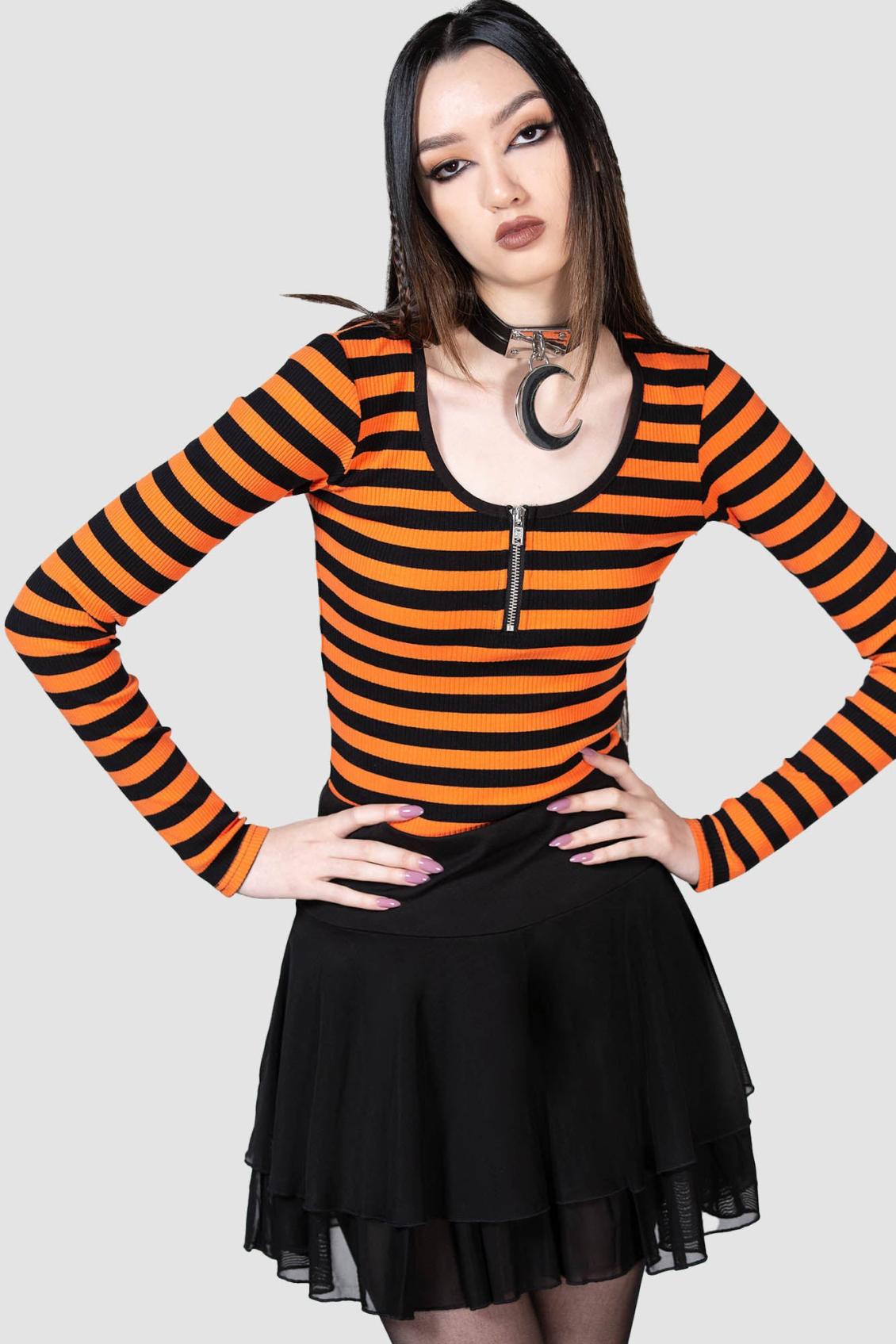 Women Long Sleeves | Killstar Izora Ribbed Top [PUMPKIN]