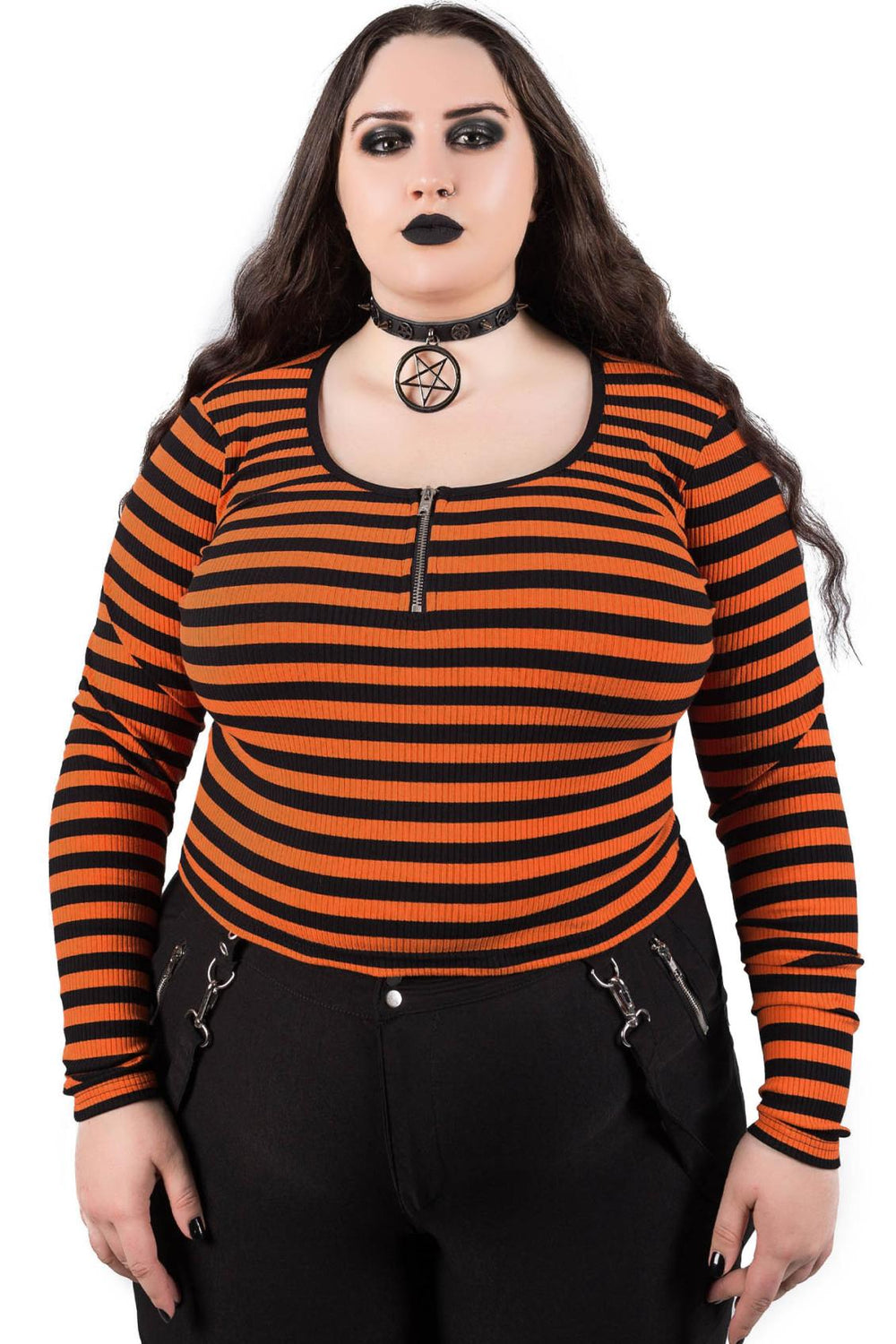 Women Long Sleeves | Killstar Izora Ribbed Top [PUMPKIN]