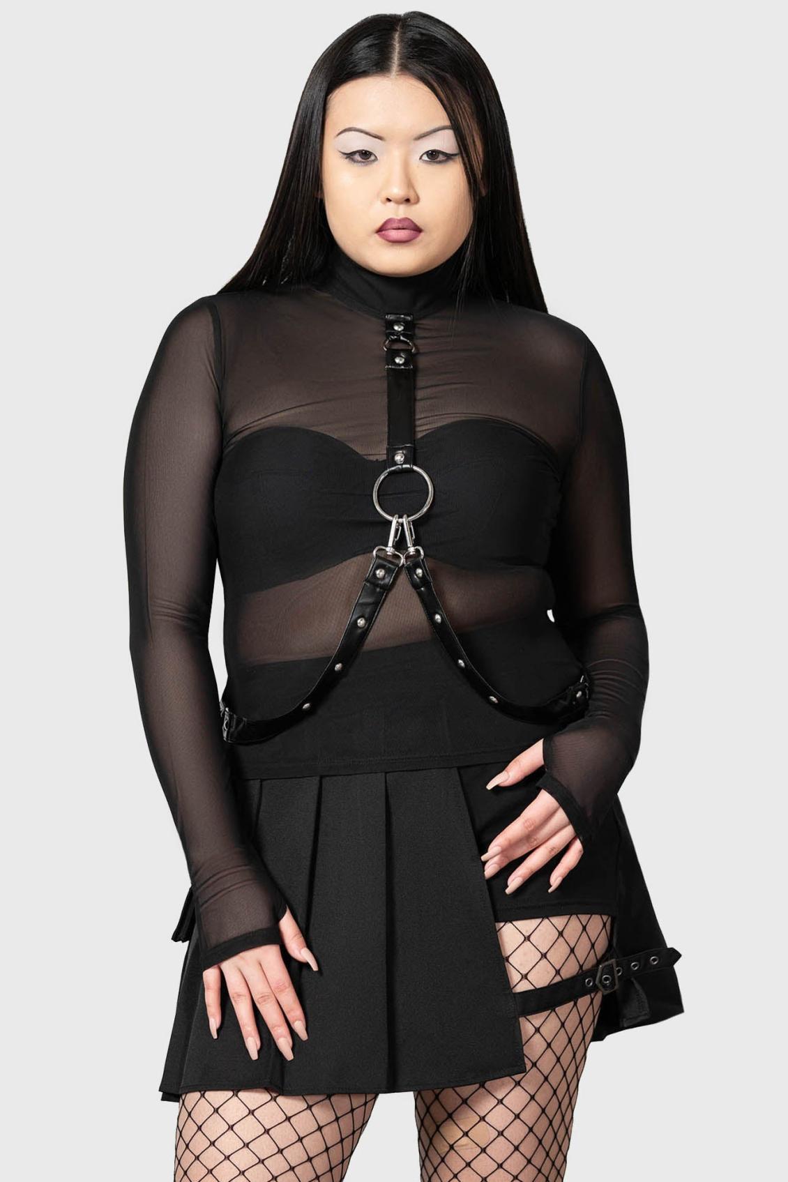 Women Long Sleeves | Killstar Mock Widow Mesh Top