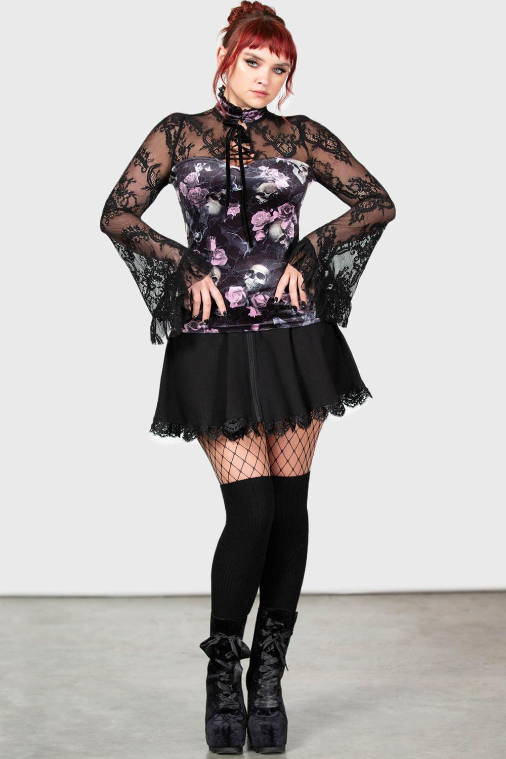 Women Long Sleeves | Killstar Poison Fang Long Sleeve Top [BLACK/PINK]