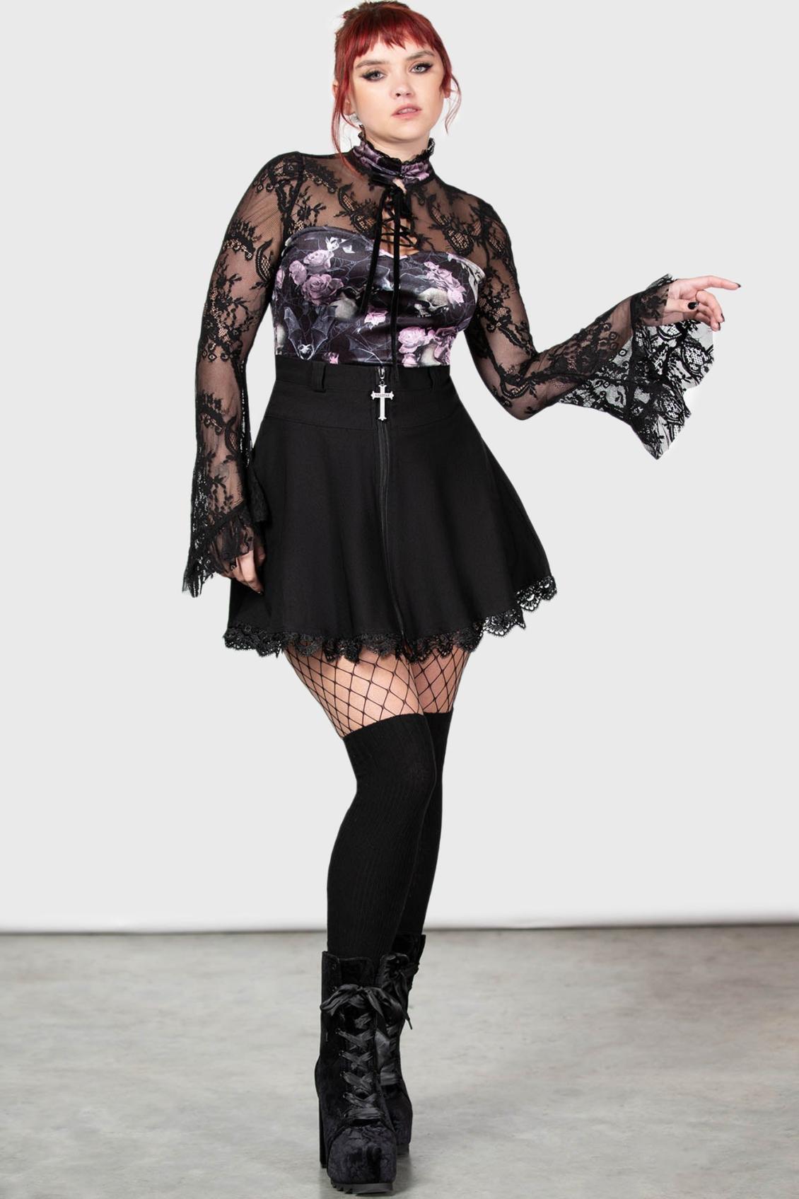 Women Long Sleeves | Killstar Poison Fang Long Sleeve Top [BLACK/PINK]