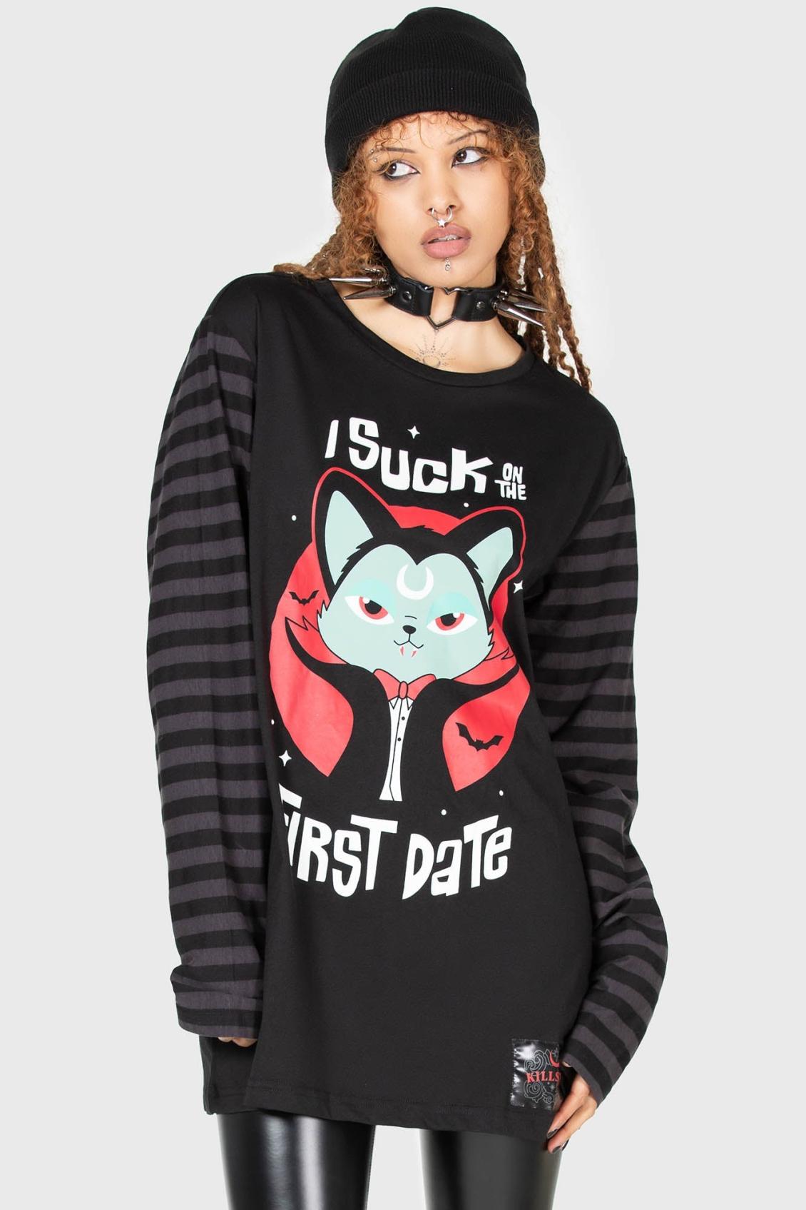 Women Long Sleeves | Killstar Purrrfect Pairing Stripe Sleeve Top