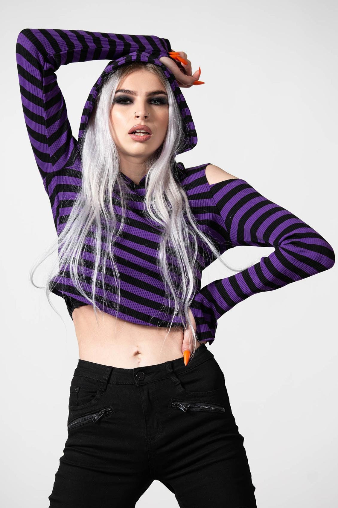 Women Long Sleeves | Killstar Zephyr Hooded Top [PURPLE]