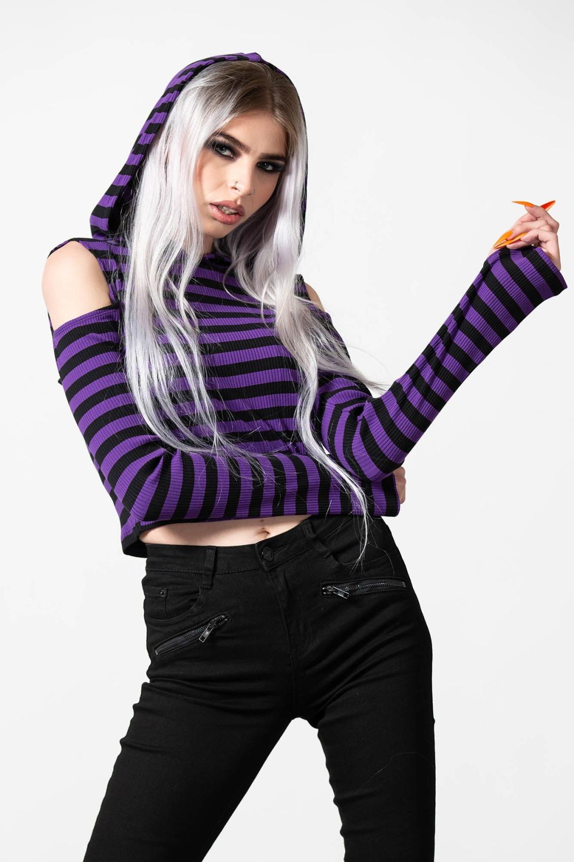 Women Long Sleeves | Killstar Zephyr Hooded Top [PURPLE]