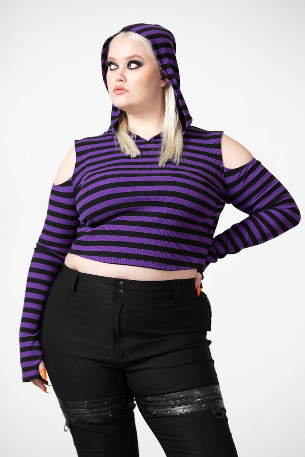 Women Long Sleeves | Killstar Zephyr Hooded Top [PURPLE]