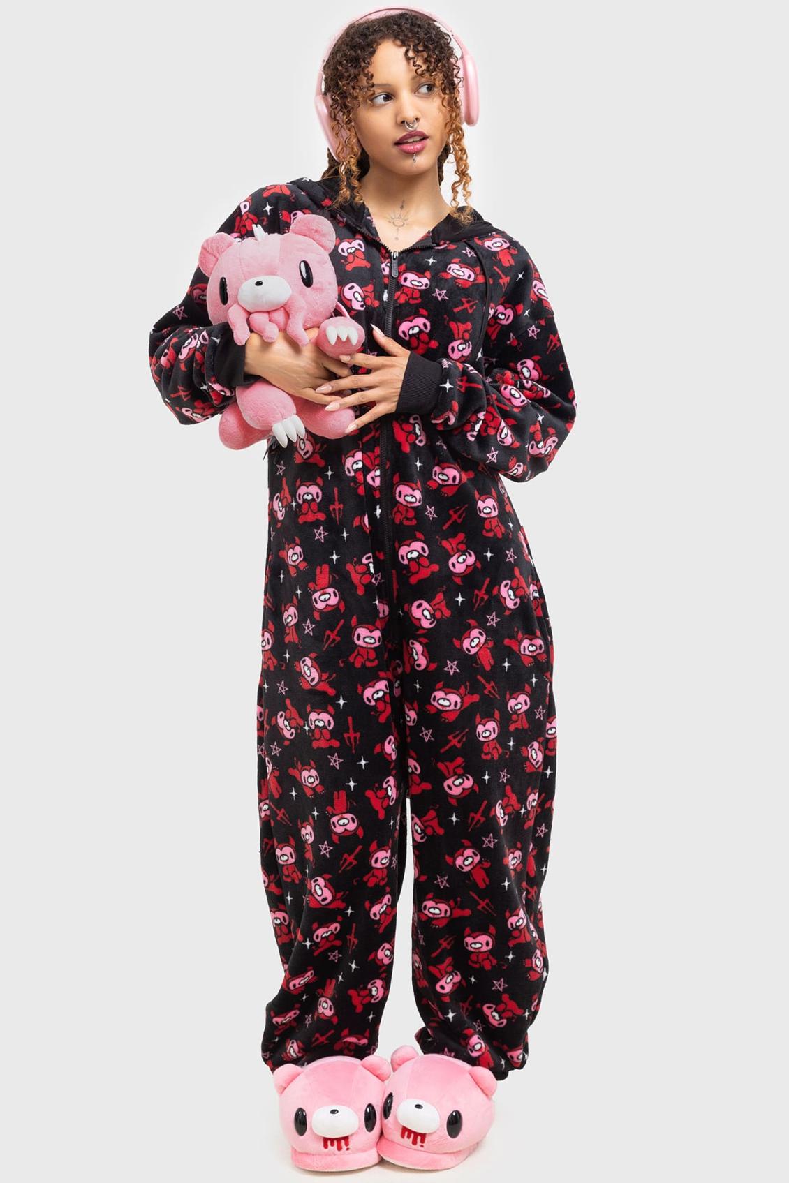 Women Loungewear | Killstar Gloomy Horns Fleece Onesie