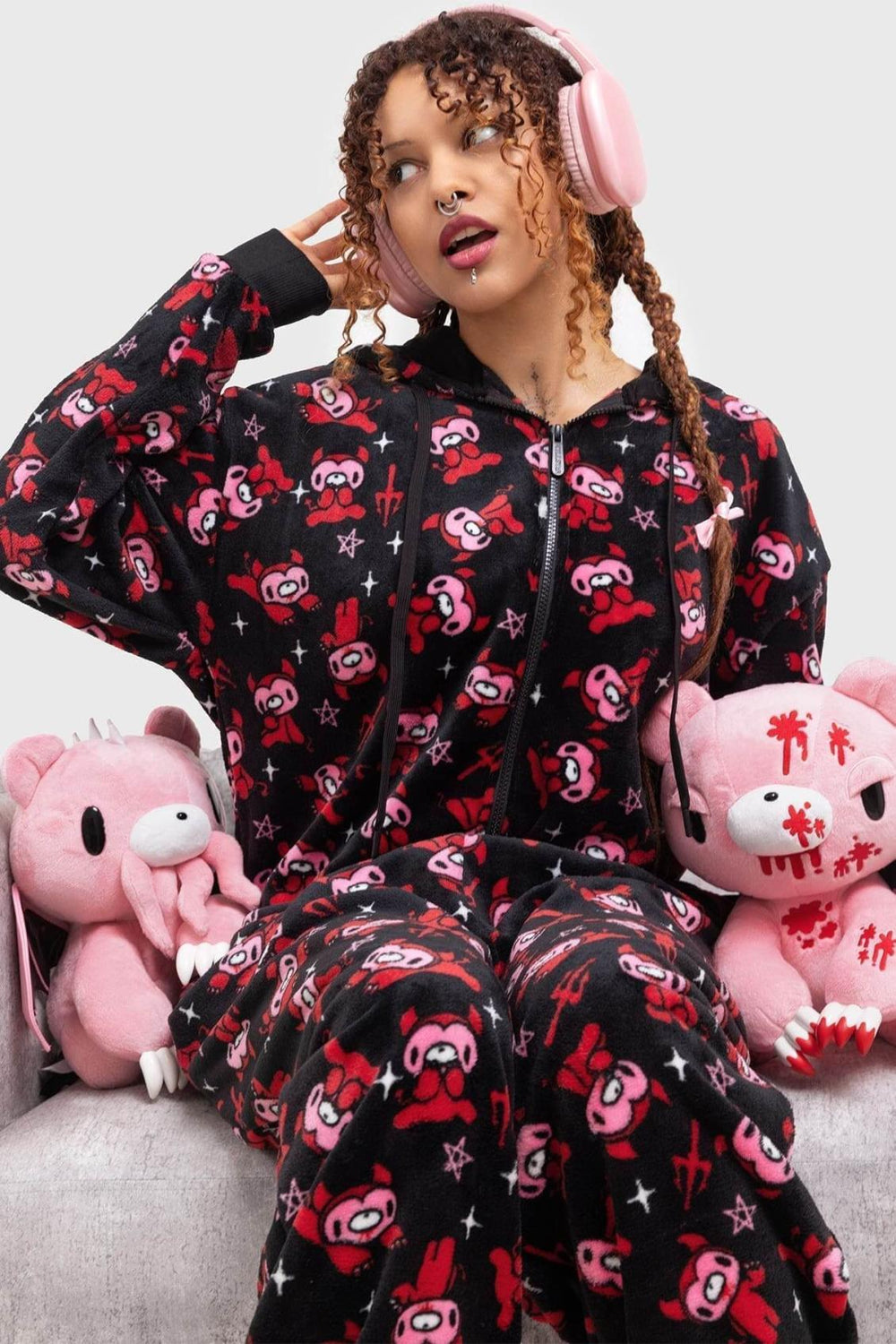 Women Loungewear | Killstar Gloomy Horns Fleece Onesie