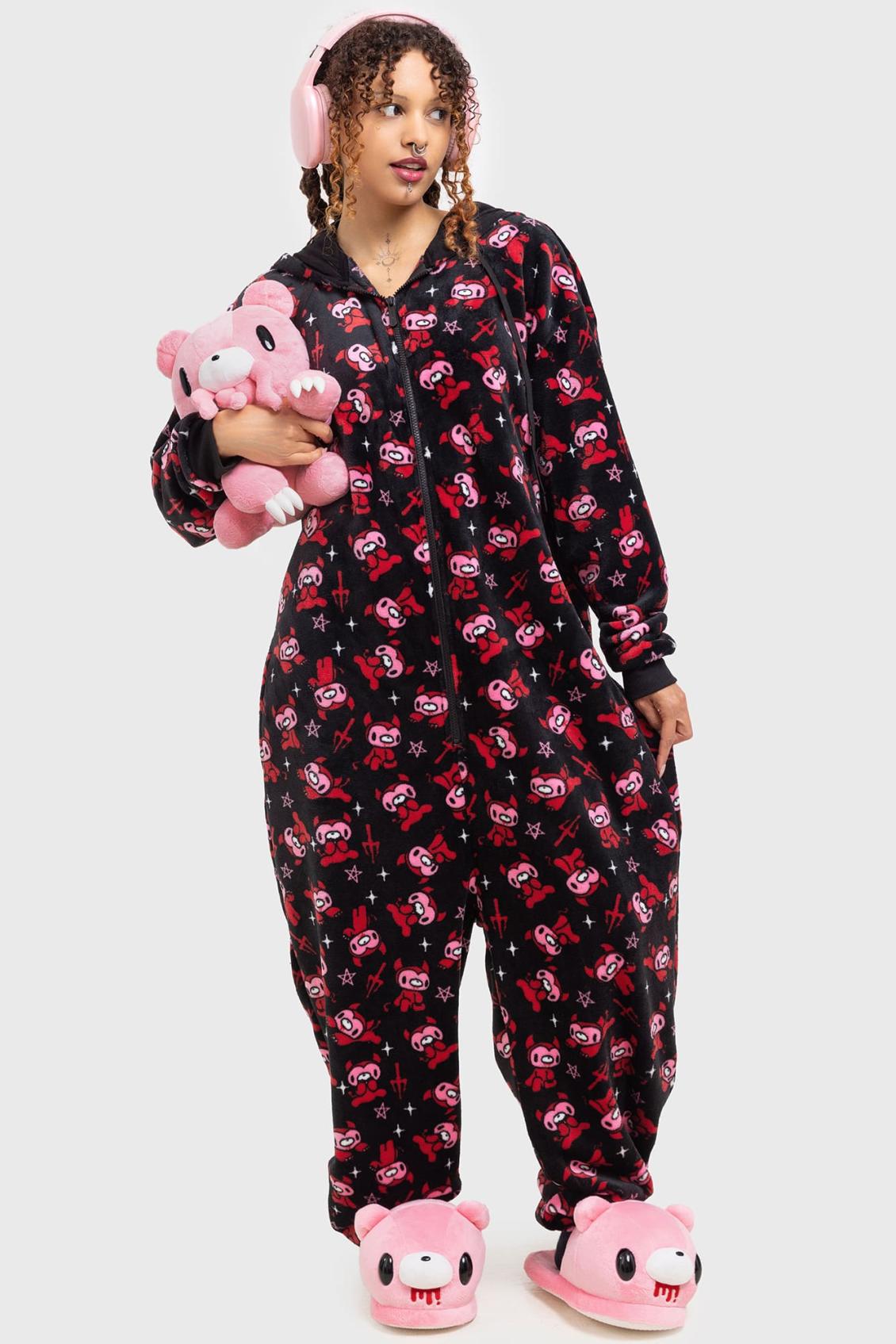 Women Loungewear | Killstar Gloomy Horns Fleece Onesie