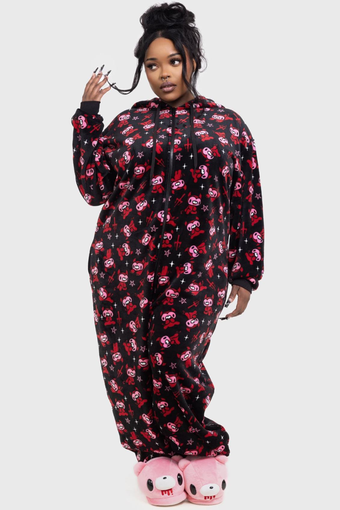 Women Loungewear | Killstar Gloomy Horns Fleece Onesie