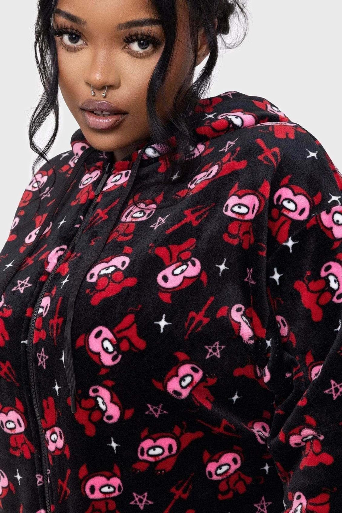 Women Loungewear | Killstar Gloomy Horns Fleece Onesie