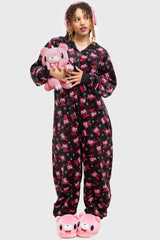 Women Loungewear | Killstar Gloomy Horns Fleece Onesie