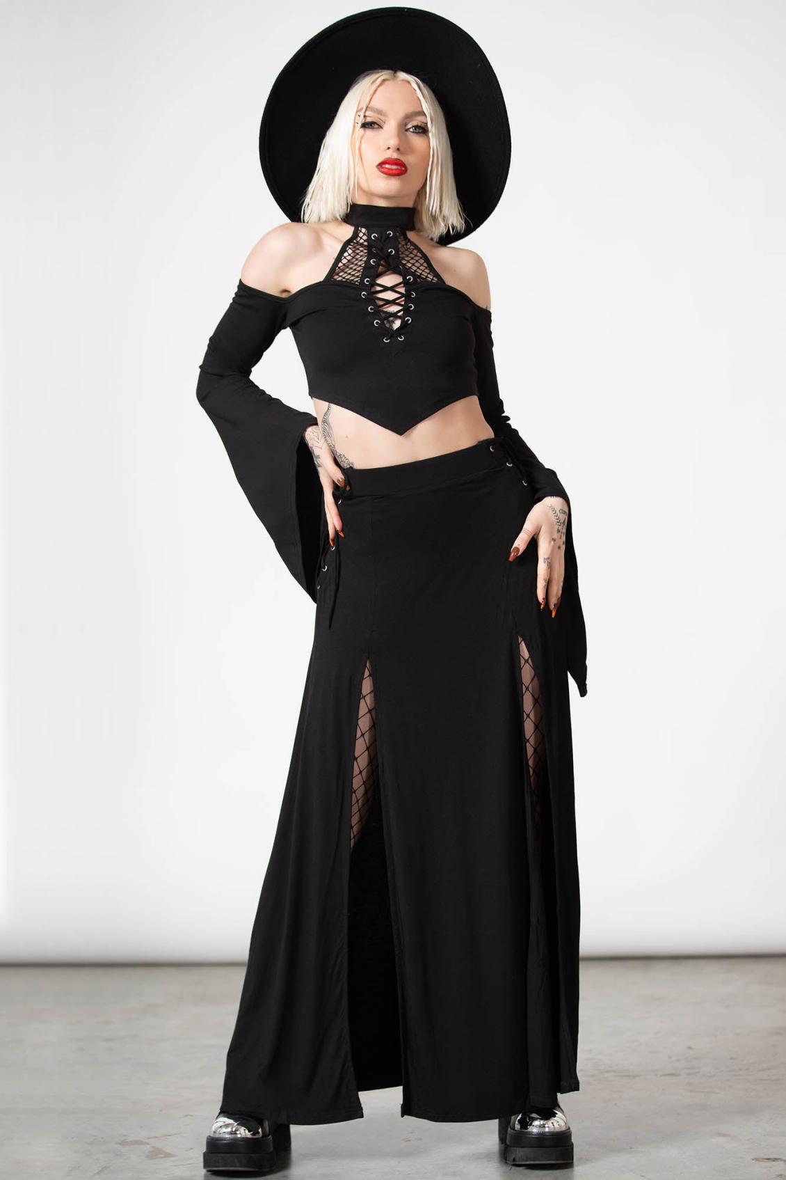 Women Maxi Skirts | Killstar Hellverina Split Maxi Skirt